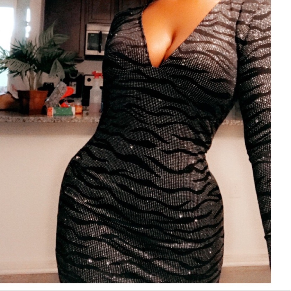Glitter Zebra Print Dress